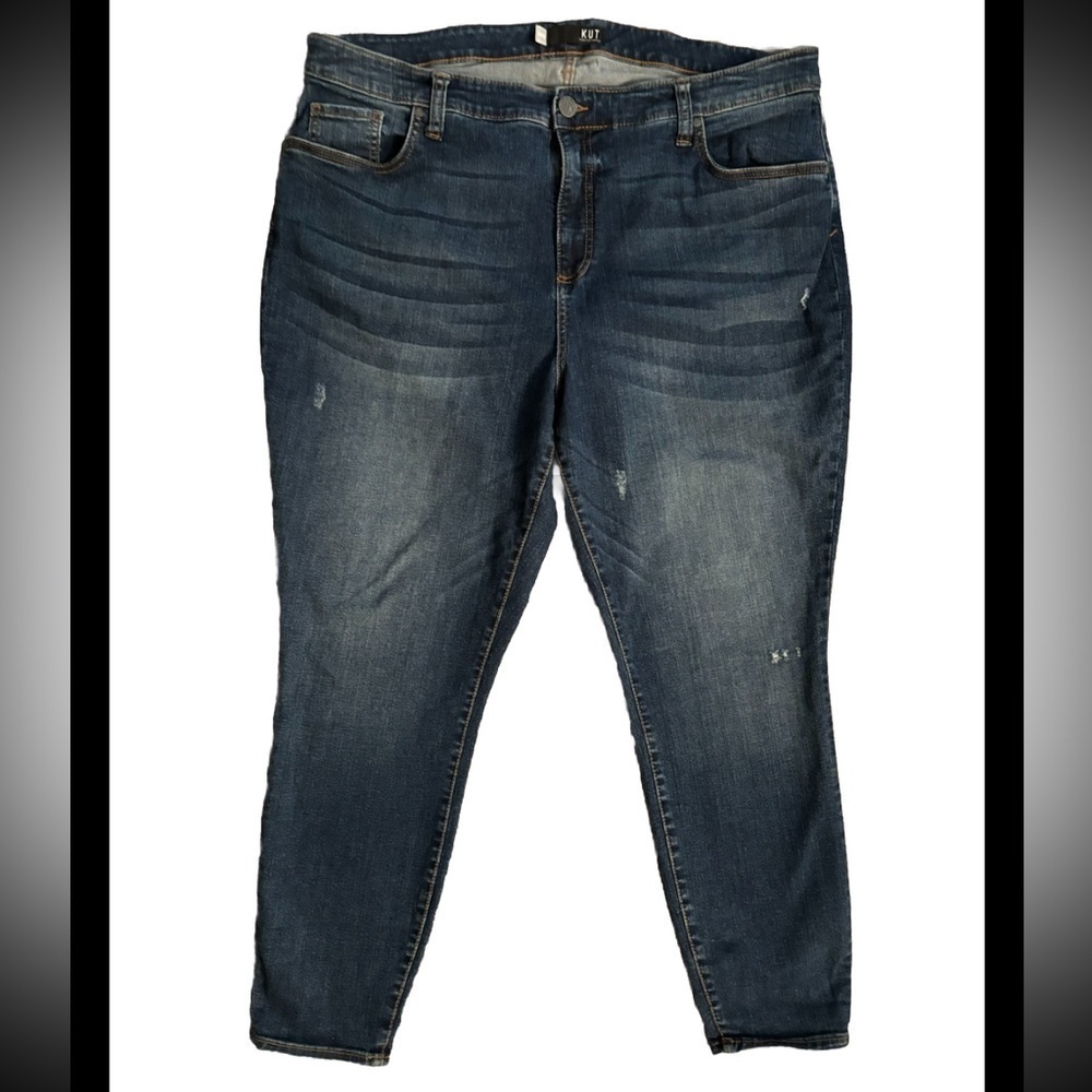 Kut From The Kloth Plus Size 20W Donna Ankle Skinny Distressed Blue Denim Jeans